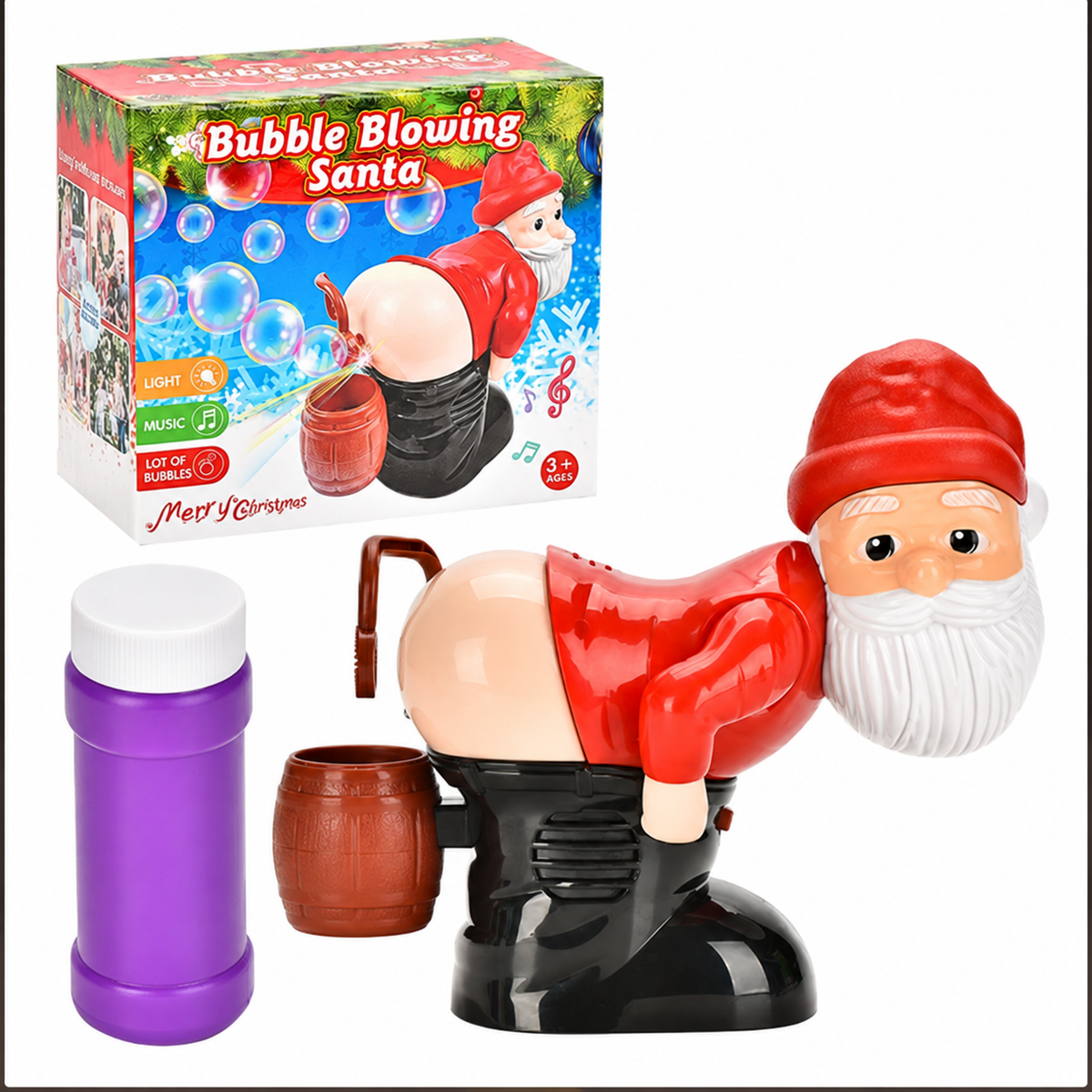 Bubble Blowing Santa toy with box and bubble solution