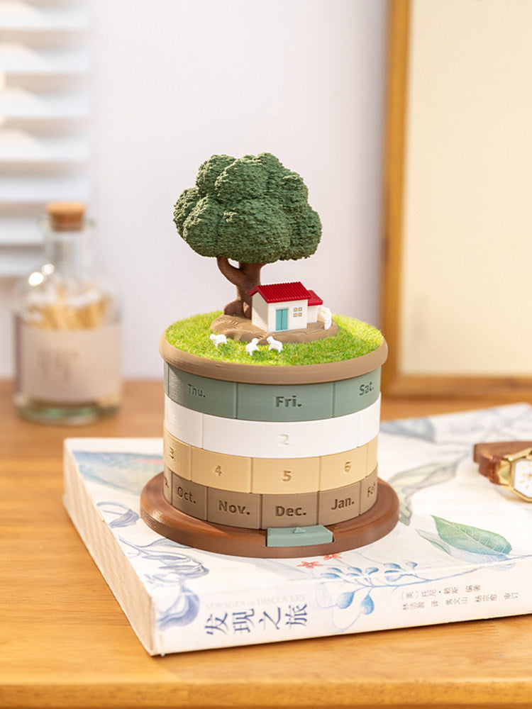 Woodland perpetual desk calendar on a desk